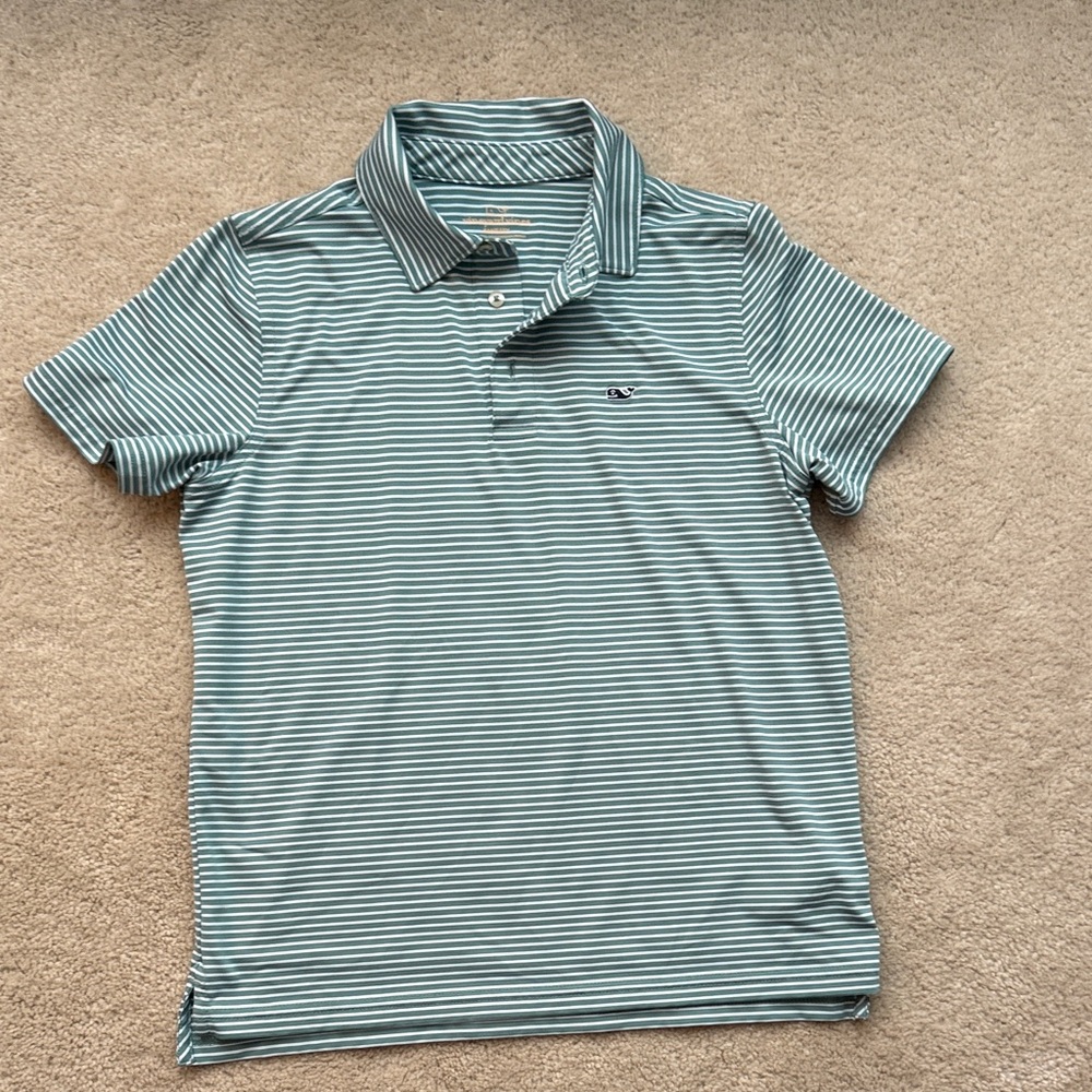 Vineyard Vines Aqua and White Polo Shirt
